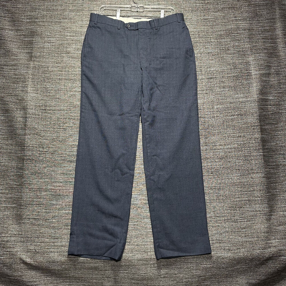 Brooks 346 Dress Pants Men's Size 36x32 Blue Straight Wool Madison Fit